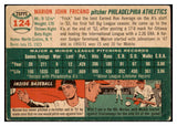 1954 Topps Baseball #124 Marion Fricano A's VG-EX 530691