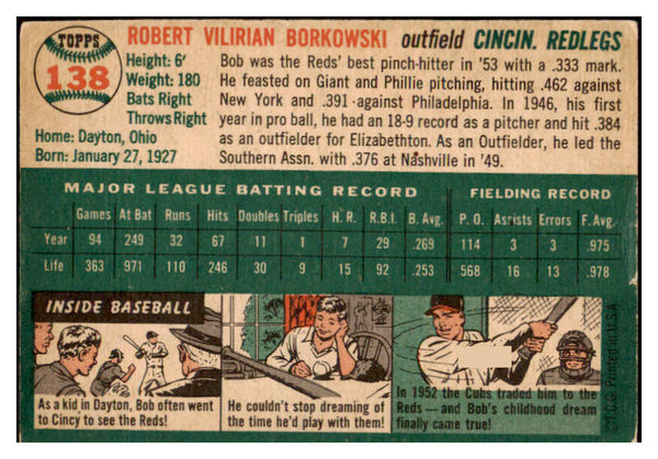 1954 Topps Baseball #138 Bob Borkowski Reds VG-EX 530695