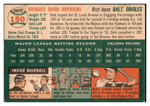 1954 Topps Baseball #150 Dick Kryhoski Orioles VG-EX 530700