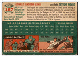 1954 Topps Baseball #167 Don Lund Tigers VG-EX 530708