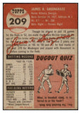 1953 Topps Baseball #209 Jim Greengrass Reds VG 530804