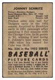 1952 Bowman Baseball #224 Johnny Schmitz Dodgers VG 530820