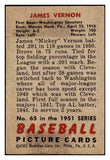 1951 Bowman Baseball #065 Mickey Vernon Senators EX 530838