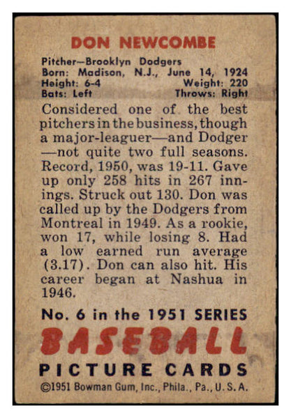 1951 Bowman Baseball #006 Don Newcombe Dodgers EX 530864