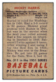 1951 Bowman Baseball #311 Mickey Harris Senators EX 530876