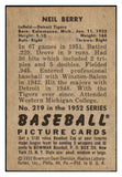 1952 Bowman Baseball #219 Neil Berry Tigers EX 530895