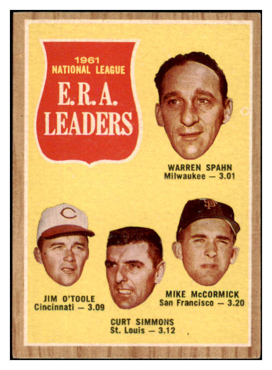 1962 Topps Baseball #056 N.L. ERA Leaders Warren Spahn EX-MT 530927