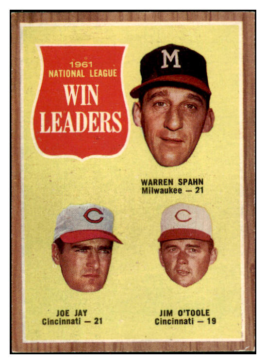 1962 Topps Baseball #058 N.L. Win Leaders Warren Spahn EX-MT 530929