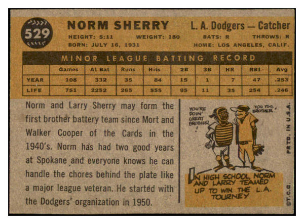 1960 Topps Baseball #529 Norm Sherry Dodgers EX-MT 530935