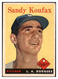 1958 Topps Baseball #187 Sandy Koufax Dodgers VG-EX 530951