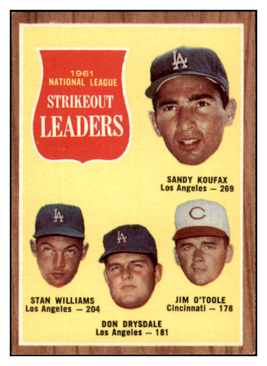 1962 Topps Baseball #060 N.L. Strike Out Leaders Sandy Koufax EX-MT 530985