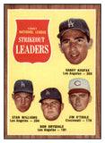 1962 Topps Baseball #060 N.L. Strike Out Leaders Sandy Koufax EX-MT 530985