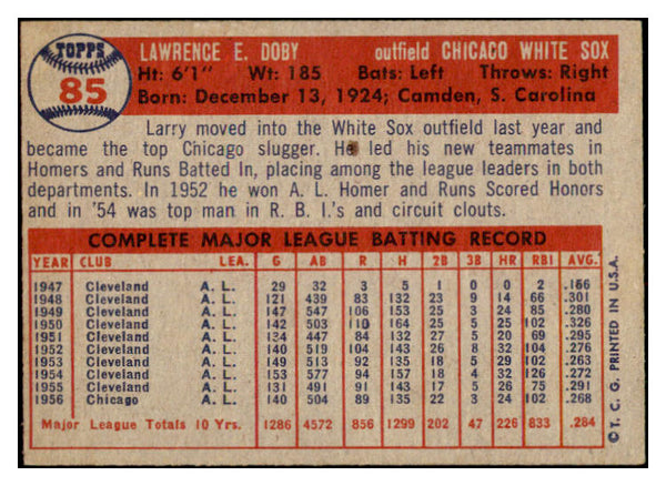 1957 Topps Baseball #085 Larry Doby White Sox EX-MT 531031