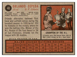 1962 Topps Baseball #040 Orlando Cepeda Giants EX-MT 531039