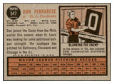 1962 Topps Baseball #547 Don Ferrarese Cardinals NR-MT 531077