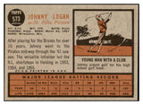 1962 Topps Baseball #573 Johnny Logan Pirates NR-MT 531108