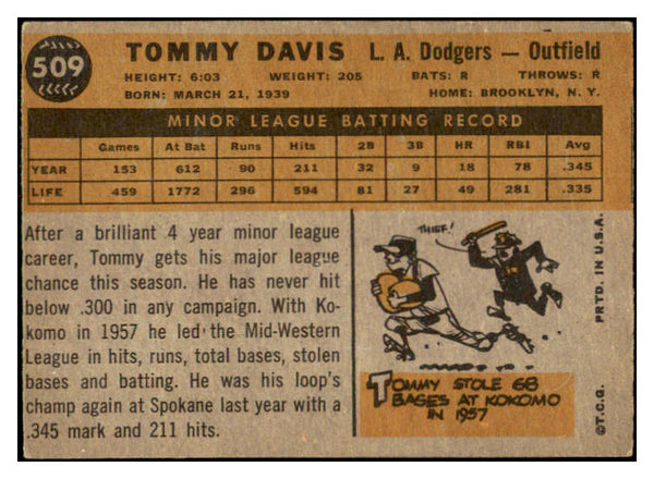 1960 Topps Baseball #509 Tommy Davis Dodgers Fair 531167