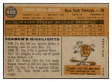 1960 Topps Baseball #405 Bobby Richardson Yankees EX 531170