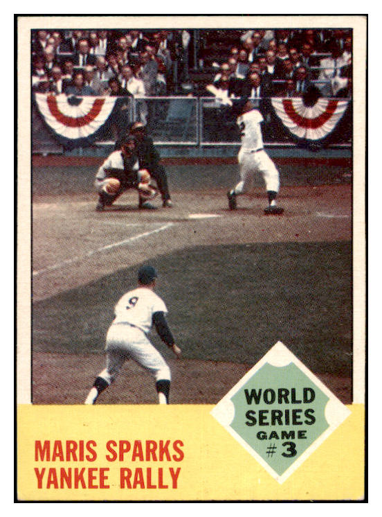 1963 Topps Baseball #144 World Series Game 3 Roger Maris EX 531314