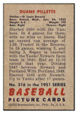 1951 Bowman Baseball #316 Duane Pillette Browns EX-MT 531352