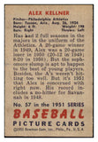 1951 Bowman Baseball #057 Alex Kellner A's EX-MT 531414