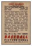 1951 Bowman Baseball #049 Jerry Coleman Yankees EX-MT 531421