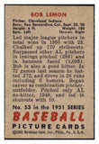 1951 Bowman Baseball #053 Bob Lemon Indians EX-MT 531423