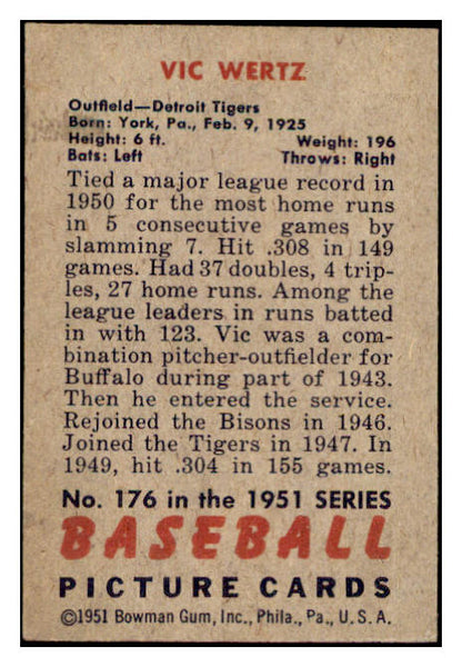 1951 Bowman Baseball #176 Vic Wertz Tigers EX-MT 531435