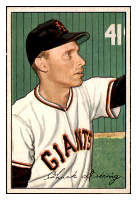 1952 Bowman Baseball #198 Chuck Diering Giants EX-MT 531472