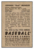 1952 Bowman Baseball #243 George Munger Pirates EX-MT 531496