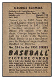 1952 Bowman Baseball #245 George Schmees Browns EX-MT 531497