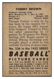 1952 Bowman Baseball #236 Tommy Brown Cubs EX-MT 531503