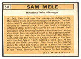 1963 Topps Baseball #531 Sam Mele Twins EX-MT 531570