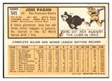 1963 Topps Baseball #545 Jose Pagan Giants EX-MT 531579