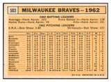 1963 Topps Baseball #503 Milwaukee Braves Team EX-MT 531612