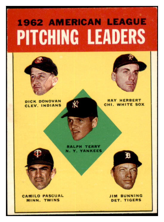 1963 Topps Baseball #008 A.L. Win Leaders Jim Bunning EX-MT 531640