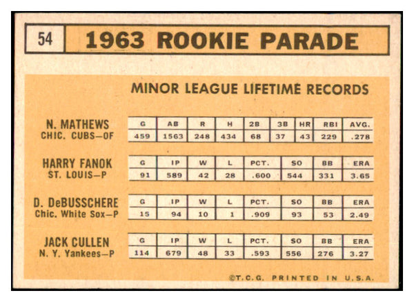 1963 Topps Baseball #054 Dave DeBusschere White Sox EX-MT 531644