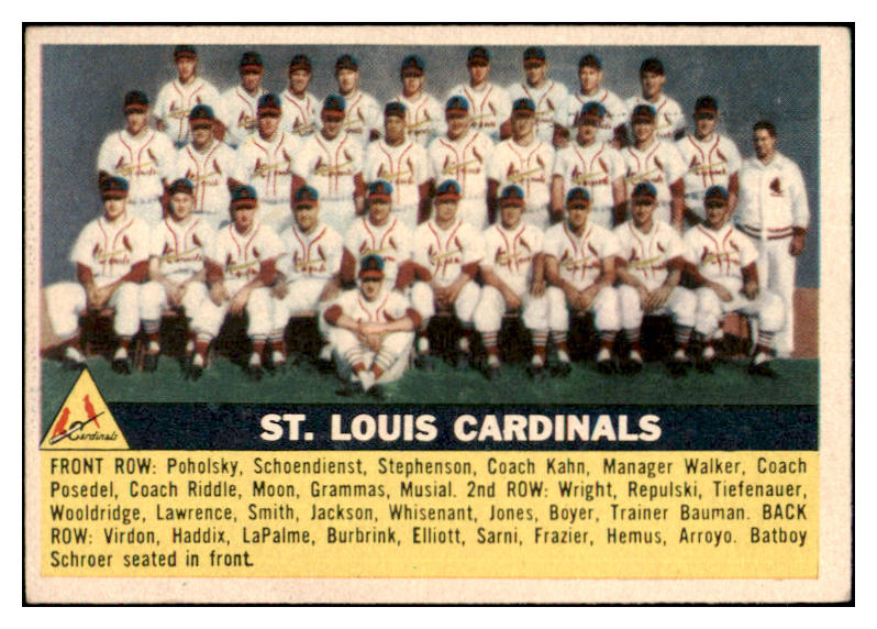 1956 Topps Baseball #134 St. Louis Cardinals Team EX-MT Gray 531698