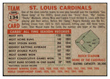 1956 Topps Baseball #134 St. Louis Cardinals Team EX-MT Gray 531698