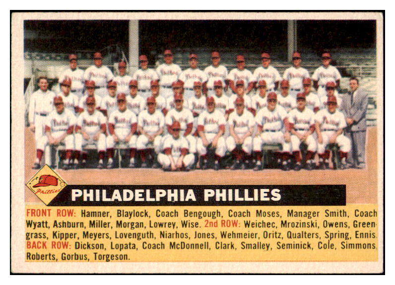 1956 Topps Baseball #072 Philadelphia Phillies Team EX-MT White 531702