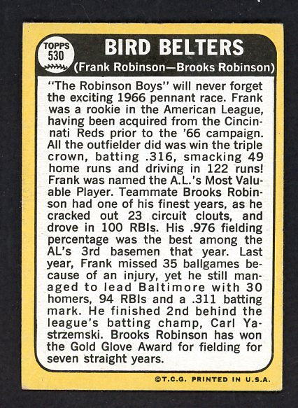 1968 Topps Baseball #530 Brooks Robinson Frank Robinson EX 531737
