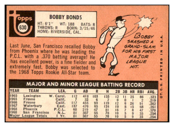 1969 Topps Baseball #630 Bobby Bonds Giants EX-MT 531767