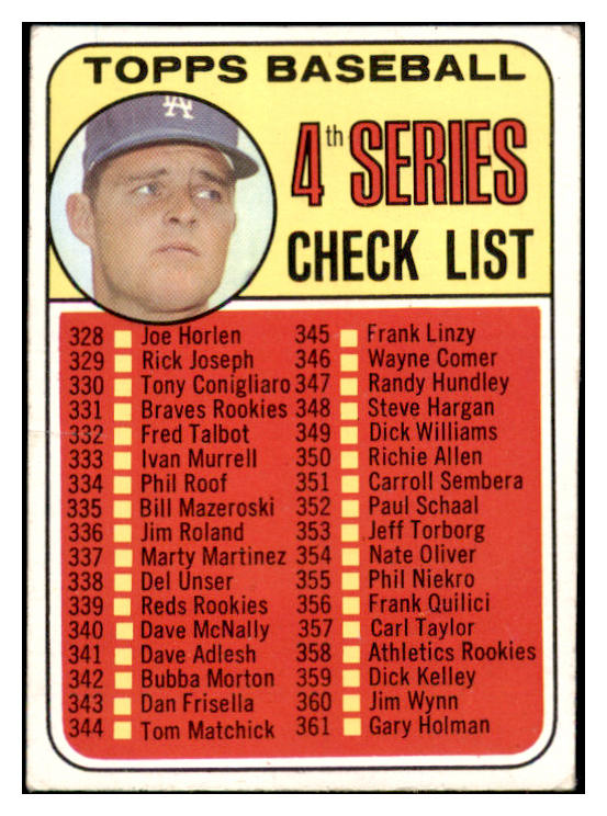 1969 Topps Baseball #314 Checklist 4 Don Drysdale VG-EX 531772