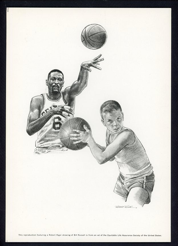1963-73 Equitable 7-3/4" X 11" Bill Russell Celtics VG-EX/EX 531793