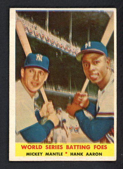 1958 Topps Baseball #418 Mickey Mantle Hank Aaron EX+/EX-MT 531805