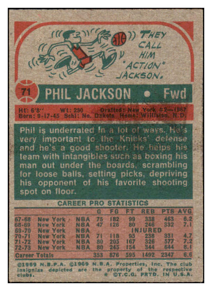 1973 Topps Basketball #071 Phil Jackson Knicks EX 531837