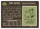 1969 Topps Football #161 Bob Griese Dolphins EX-MT 531863