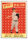 1958 Topps Baseball #487 Mickey Mantle A.S. Yankees EX+/EX-MT 531866