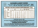 1986 Donruss #518 Rich Bordi Yankees Signed Autographed 531873
