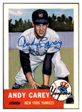 1953 Topps Archives #188 Andy Carey Yankees Signed Autographed 531874